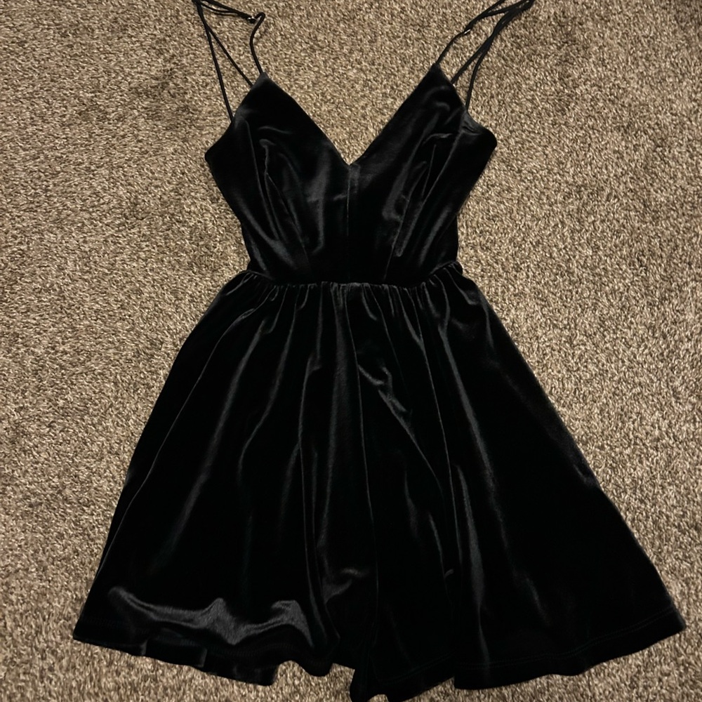 Black Velvet Backless Romper